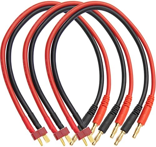 Hircqoo 3pcs rc plugs de banana 4mm conector de bala de cabo macho a fêmea de reitas t fêmeas t plugue 12awg 30cm