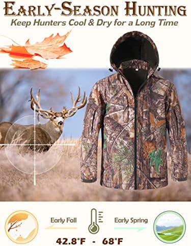 Jaqueta de caça de camuflagem ultra-quieta para homens, lã de lã resistente à água revestida de caça para caça ao pato