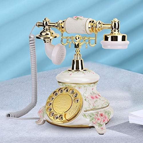 Myingbin resinoso retro linear telefone telefonista rotativo telefone pintado de flor do país para salas de estar para salas