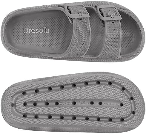 Dresofu Men e feminino Flieiros de travesseiro duplo-fivela ajustável não deslize chinelos de soldados de soldados de solteira de solteira de solteira