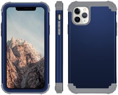 Caixa Fingic iPhone 11 Pro Max, capa de corpo inteiro 3 em 1 híbrido Hard PC e Soft Silicone Duty Diário pesado Caixa de proteção à prova de choque para iPhone 11 Pro Max, azul marinho azul marinho