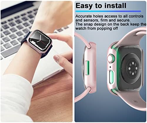 LXDANYU 3 PACK CASE Compatível com Apple Watch Series 8/7 41mm com protetor de tela de vidro temperado embutido, HD Ultra-Fhin