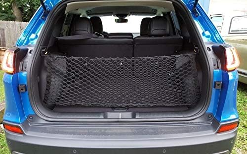 Rede de carga de porta -malas de carros - Made e se encaixa de veículo específico para o Jeep Cherokee 2019-2022 - Organizador de armazenamento de malha elástico - Acessórios premium - Rede de bagagem de carga de tronco