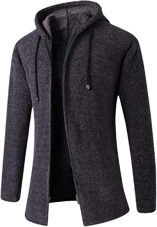 Cardigan Homens de lã de lã de coloração sólida com capuz masculino Coupa