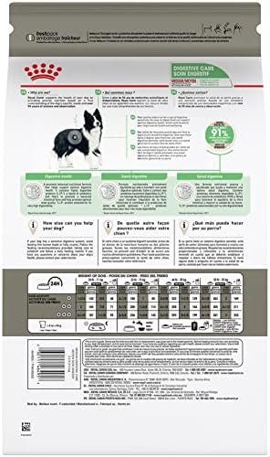 Real Canin Médio Digestivo Cuidado Comida para Cachorro Seco, Saco de 17 lb