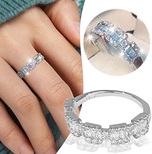 2023 Novos anéis de casamento de prata para mulheres Cadeia de prata Cadeia de strinstone anel de stromestone geométrica Ring