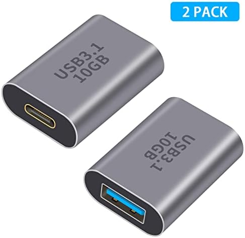 Poyiccot USB C para USB 3.1 Adaptador 10Gbps, USB C fêmea para USB Um adaptador feminino, transmissão dupla de lado USB 3.1 para USB C Adapter Extender Compatível com iPhone, MacBook Pro, Samsung Galaxy, 1pack