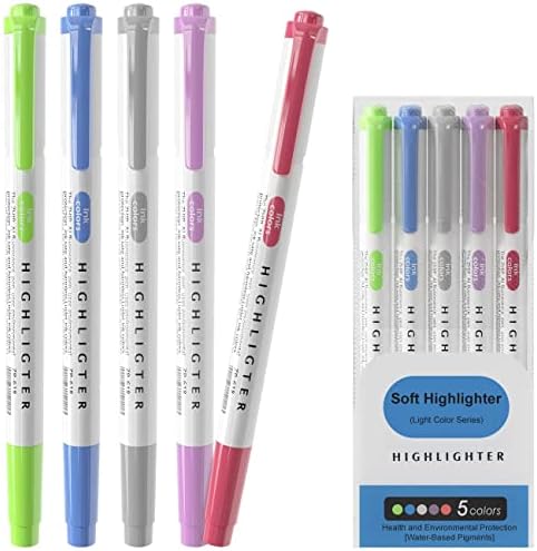 ZMCIK Pastel Highlighter fofo cores variadas, cores de 25 e 5 cores de pacote duplo conjunto de marcadores leves, canetas de marcadores