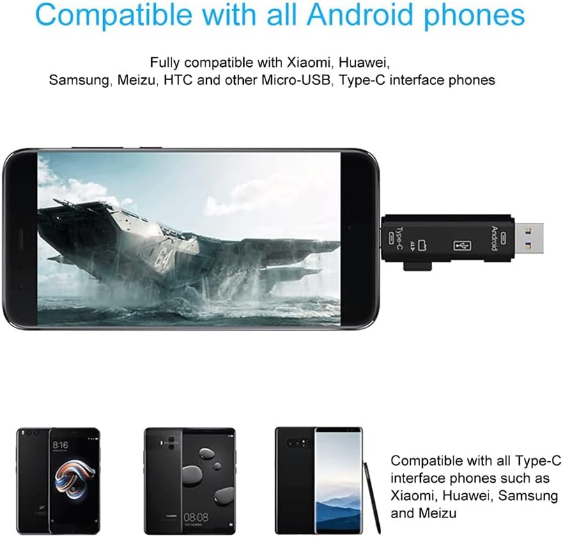5 em 1 CARTE MULTIFUNÇÃO LEITOR COMPATÍVEL COM SAMSUNG Galaxy Note 8 tem USB tipo C/ microUSB/ TF/ USB 2.0/ SD Card Reader