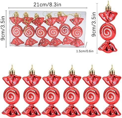 V6hmnn Eletroplatação de doces de doces pintados de doces pintados de chapéu pingente de Natal Lollipop 6 pcs/caixa