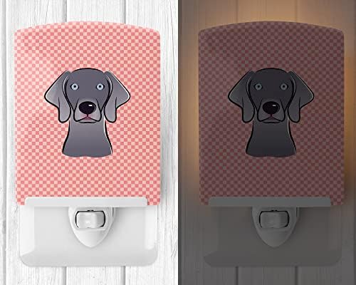 Tesouros de Caroline BB1231CNL Pink Weimaraner Ceramic Night Light, compacto, certificado Ul, ideal para quarto, banheiro, viveiro, corredor, cozinha, cozinha,