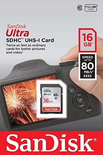 Sandisk Ultra 16GB Classe 10 SDHC UHS-I Memory Card até 80 MB/s