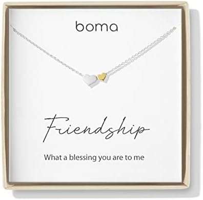 Coleção de sentimentos de joias BOMA Amizade Sterling Silver Dois corações com colar de 14kt Gold Vermiel, 18 polegadas