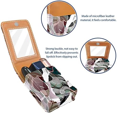 Caso de batom de Oryuekan com espelho bolsa de maquiagem portátil fofa, bolsa cosmética, abstrato camuflagem psicéra onda de arte