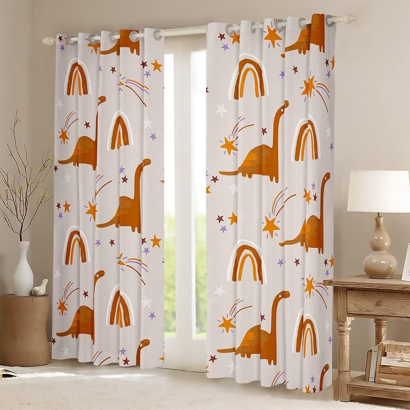 Cortinas de dino kawaii, cortinas de blecaute de dinossauros de desenho animado para crianças crianças meninas meninas,