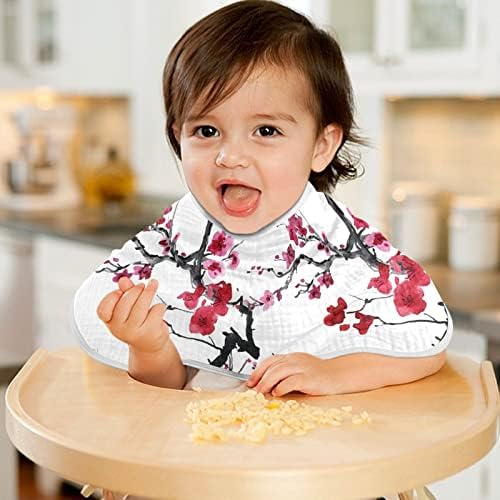 Yyzzh elegante cereja floral musselina floral panos para bebê 1 pacote algodão babadores de panos para meninos