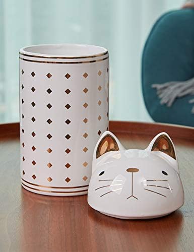 Haucoze Cookie Jar Cat Candy Prish Candy Ceramic Decorative Storage Storage Home Decor 8,1 polegadas