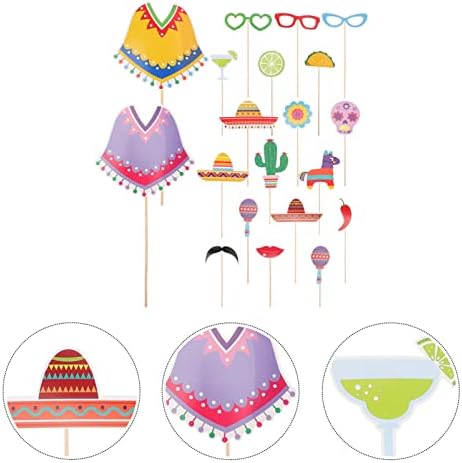 Didiseaon Decorações de casamento 20pcs mexicano carnaval booth adereços de festa festas fiesta selfie pose sig