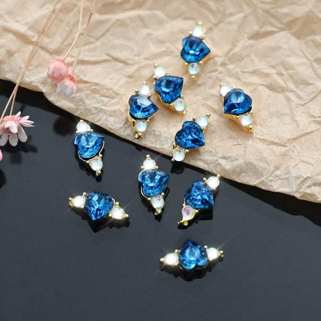 10* Aurora Heart Shap unhas strassonas de luxo rosa/verde/azul aolly & Crystal gems decoração manicure diy jóia dr23e -)