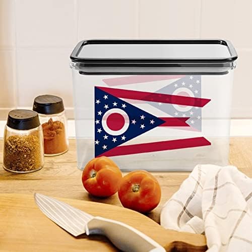 Recipientes de armazenamento de bandeira do estado de Ohio Caixa plástica transparente com tampas de lixeiras reutilizáveis ​​para