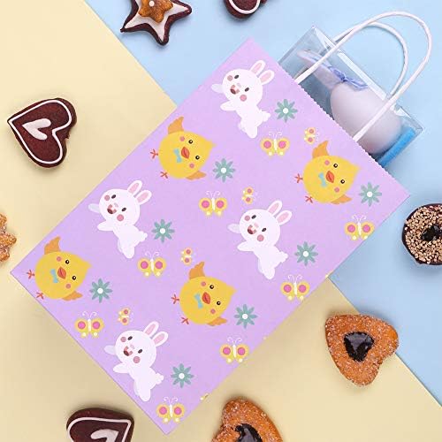 CCINEE 12PCS Sacos de presente de Páscoa, Bunny Kraft Paper Treat Sacols com Handles Greotes Bolsa de doces para crianças