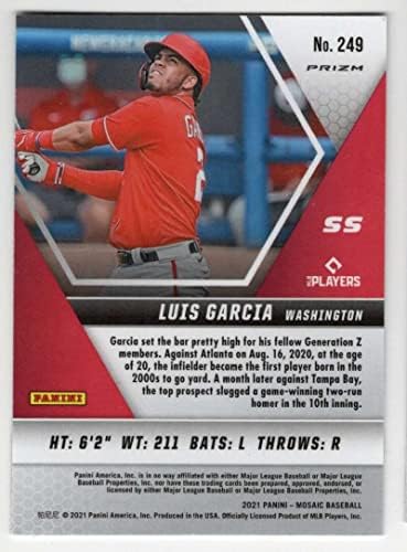 Luis V. Garcia RC SSP 2021 Panini Mosaic White Sparkle 249 ROOKIE MT-MT+ MLB BASEBALL Nationals