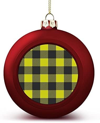 Amarelo e preto Checked Christmas Ball Ornamentos pendurados xams decoração de árvores para festa de férias