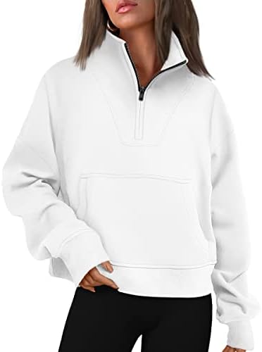 Trendy Queen Womens Moldura Macrulhante de Zip Sorto Quarto Zip Grandes Combate Hoodies adolescentes Girls Y2K Roupos de inverno