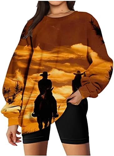 Oplxuo Women Horse Creative Creative 3D Sweetshirts Top novidade