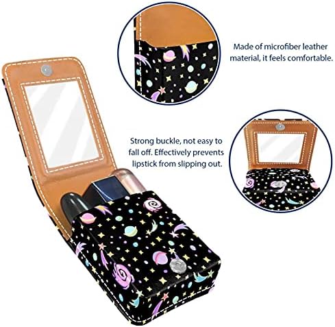 Caixa de batom com espelho estrela preta padrão lip brighsher portátil Batom de batom de armazenamento Bolsa de maquiagem de