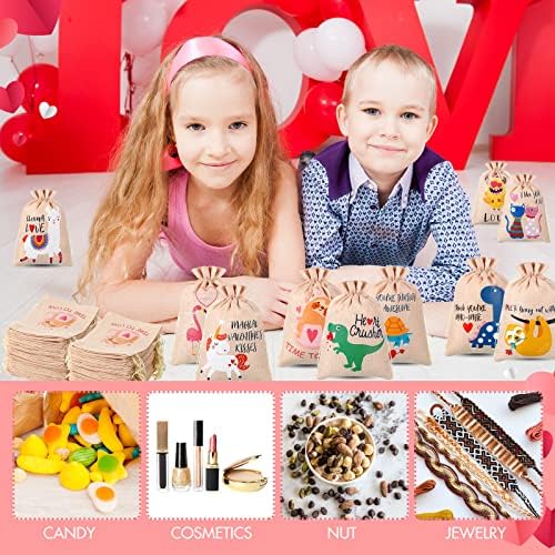 Zhengmy 100 PCs Valentine Sacos de secultura para crianças para crianças Bolsas de folga do dia dos namorados Bolsas