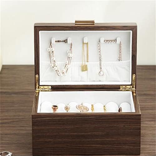 Caixa de armazenamento de pulseira sdfgh grande capacidade com jóias de madeira de bloqueio Jóias de armazenamento de jóias de madeira