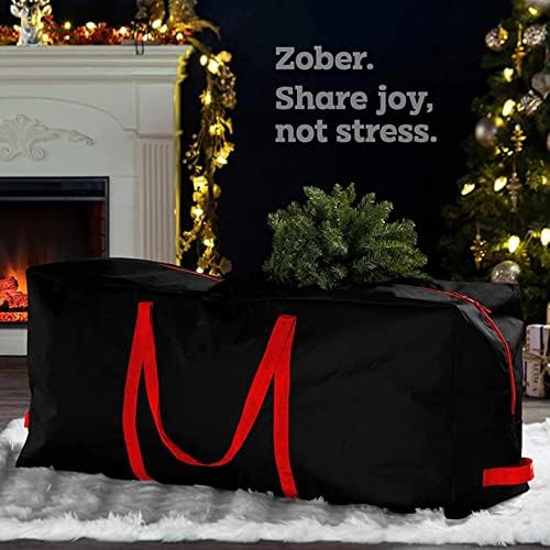 Cokino grande bolsa de armazenamento de árvore de Natal com alças reforçadas duráveis ​​e zíper duplo árvores artificiais desmontadas à prova de lágrimas de lágrima