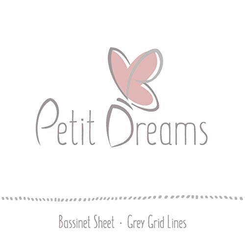 Petit Dreams Bassinet Sheet Jersey Knit Cotton for Baby Boy ou Baby Girl Flexible Fit for Multiple Size Bassinet Mattressas e Mini-Sleepers, Linhas de Grade