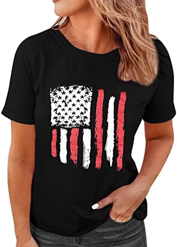 4 de julho camisetas camisetas para mulheres de manga curta camiseta em videira americana de bandeira americana estrelas listradas camisa patriótica tops de túnica