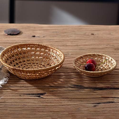 OVEM0EBCL Wicker Storage Basket, cesta de tecido artesanal, cestas de vime para o organizador do bolo de frutas do suporte