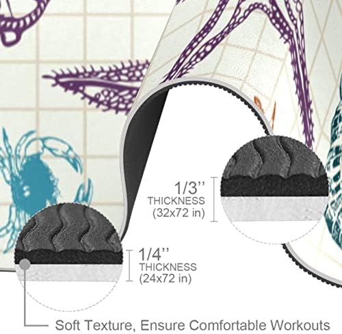 Todo o objetivo de yoga tapete de tapete e tapete de treino para ioga, desenho animado de unicórnio roxo arco -íris