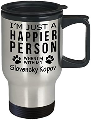 Amante de cães Viagem Caneca de café - Pessoa mais feliz com Slovensky Kopov - Petes Proprietários de resgate presentes