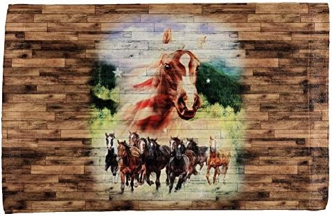 4 de julho Wild Horse Mustang Patriot em toda a toalha de mão Multi padrão de tamanho único