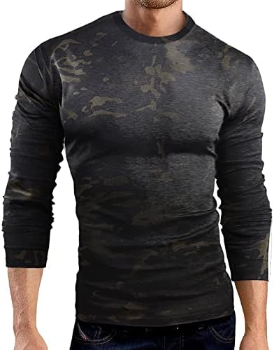 T-shirt de camuflagem masculina de Wocachi, esportes camisas de treinamento de manga longa esportiva