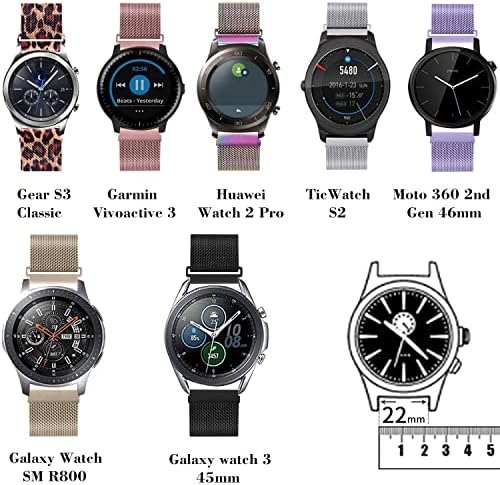 Stan Lee Watch Band Compatível com Samsung Galaxy Watch, 22mm de malha de malha magnética de aço inoxidável Banda de liberação
