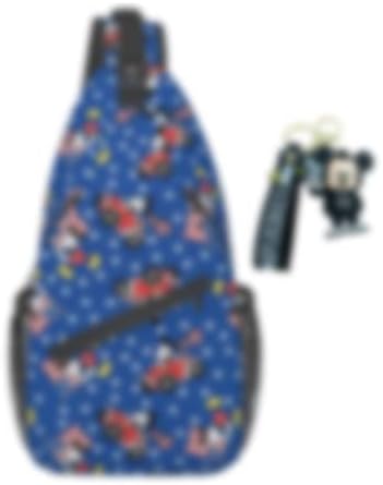 Mochila Bxxnos Sling, Cartoon Crossbody Sling Mackpack com Keychain Sling Bag Travel Caminhando Bolsa de peito