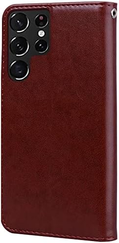 Monwutong Cartet Case para Samsung Galaxy S22 Ultra, Caixa de couro PU de choque de padrão de flores de rosa clássica com
