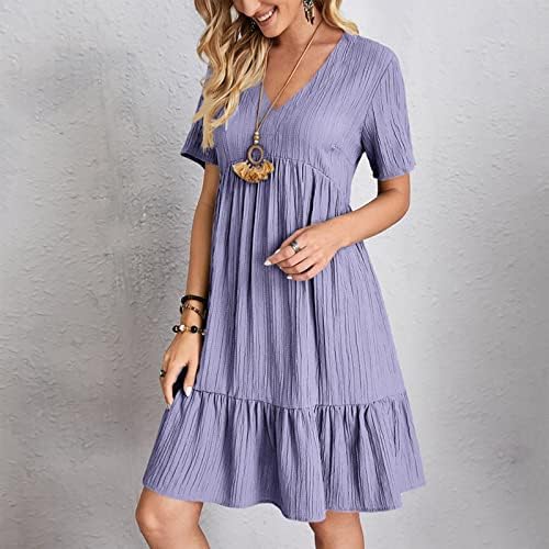 Vestido de tanque feminino casual sexy cor sólida colorido em votos de retalhos soltos de manga curta vestidos de corpo