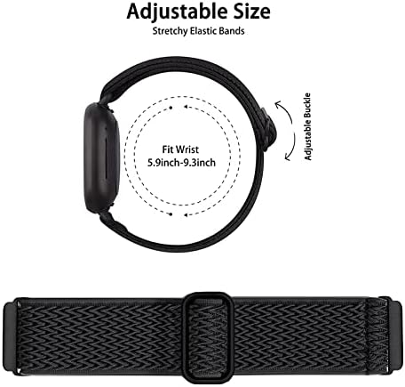 6 pacote de elástico ajustável Banda compatível com Fitbit Versa/Fitbit Versa Lite/Fitbit Versa 2 Bands para homens, gole de loop esportivo de loop macio de nylon acessórios de pulseira