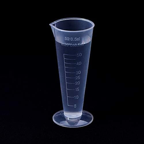 Bettomshin 3pcs 50ml Métrico de copo de medição cônica plástica, com derramamento de laboratório de bico quebra copo graduado