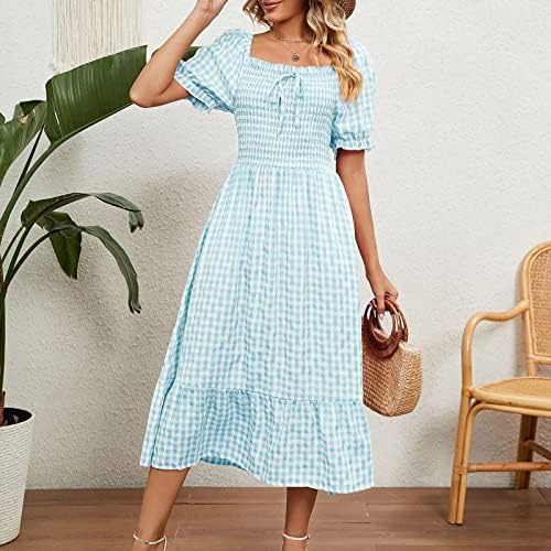 Vestidos longos de pescoço feminino feminino lamenta xirada bainha bainha elegante vestido maxi de manga curta para o verão