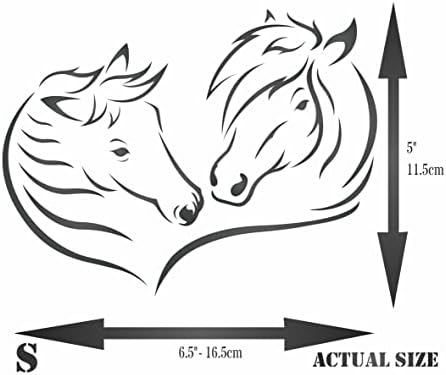 Love Horses Stêncil, 6,5 x 5 polegadas - Decorativo Animal de fazenda Equine Pony Horse Horse Stisncys Para Modelo de Pintura