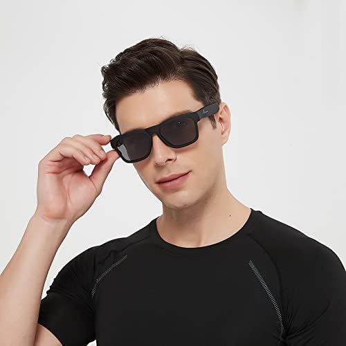 OHO Sunshine Bluetooth Sunglasses, Controle de voz e óculos inteligentes de estilo de orelha aberta Ouça música e chamadas com volume para cima e para baixo, óculos de áudio Bluetooth 5.0 e IP44 à prova d'água
