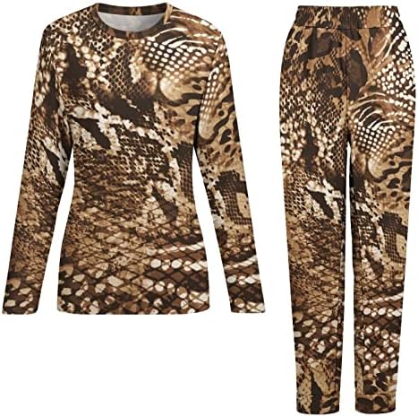 Awesome Animal Hybrid Print Pijamas feminino Conjunto de 2 peças Sleep Leves Sleeve Louve Loungewear